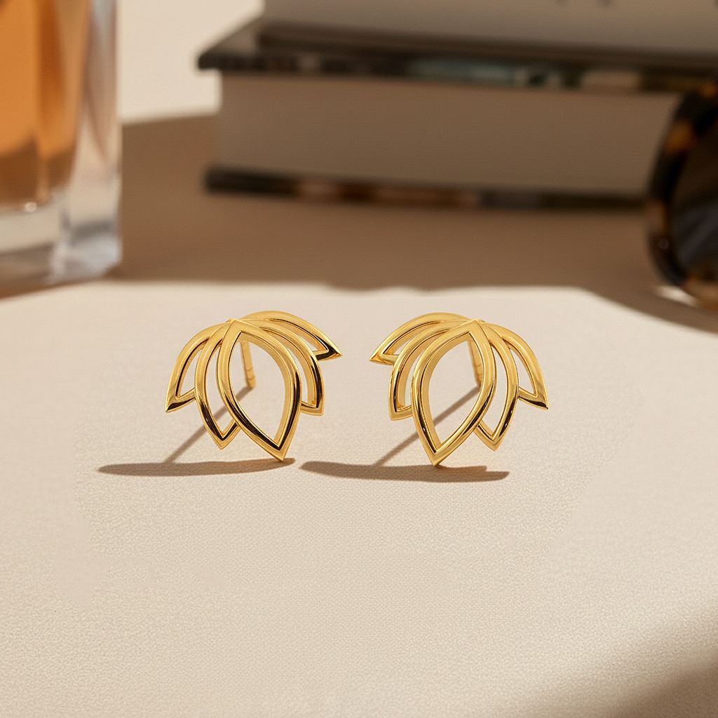 Lotus Glow Gold Earrings