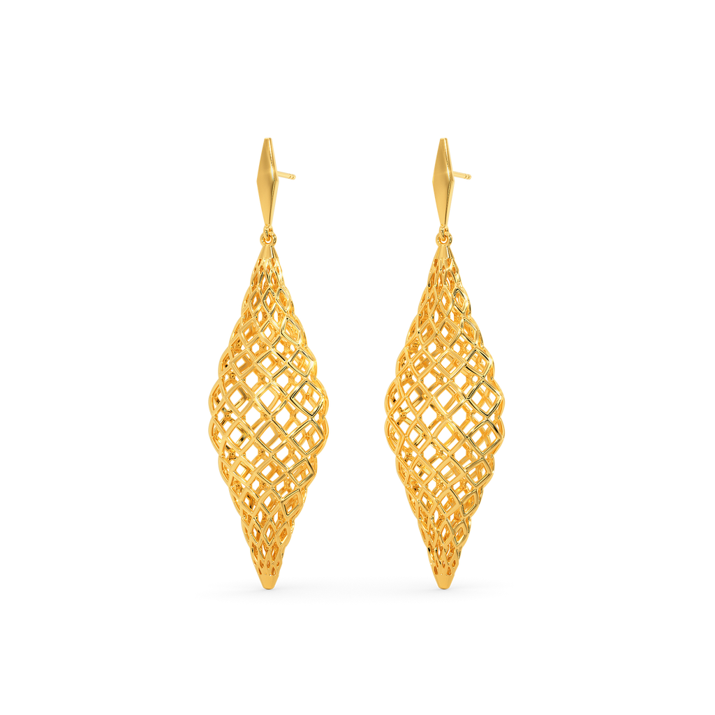 Under The Net Spell Gold Earrings