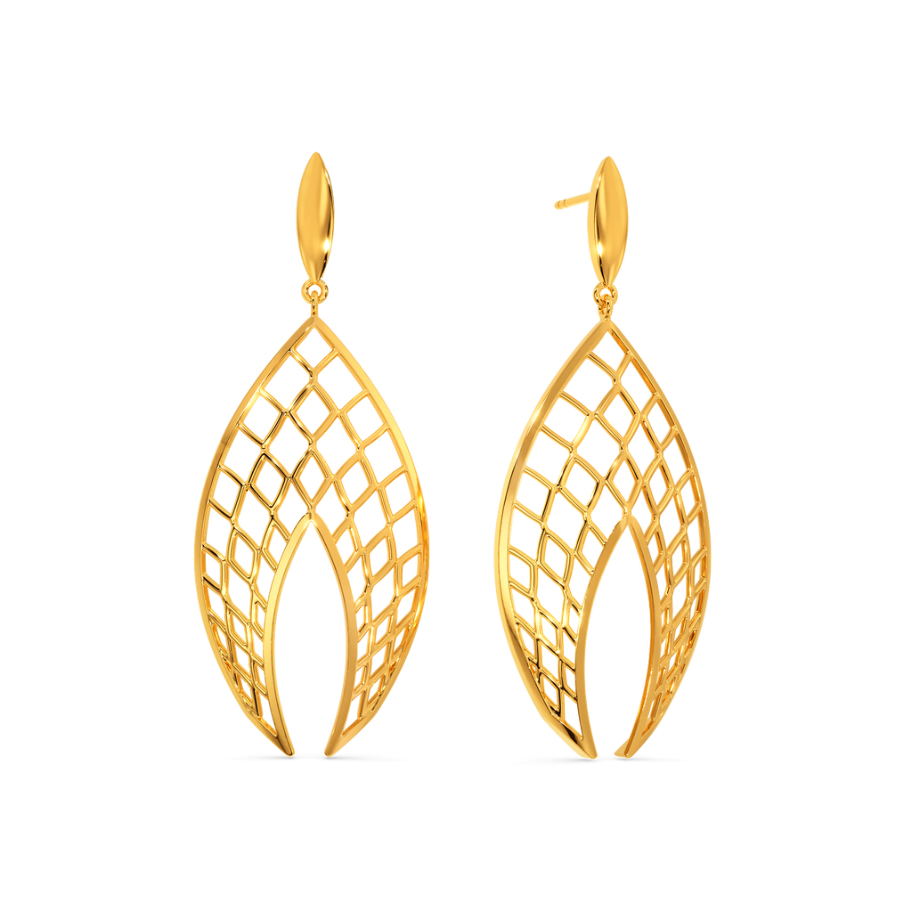 Net Zoned Gold Earrings