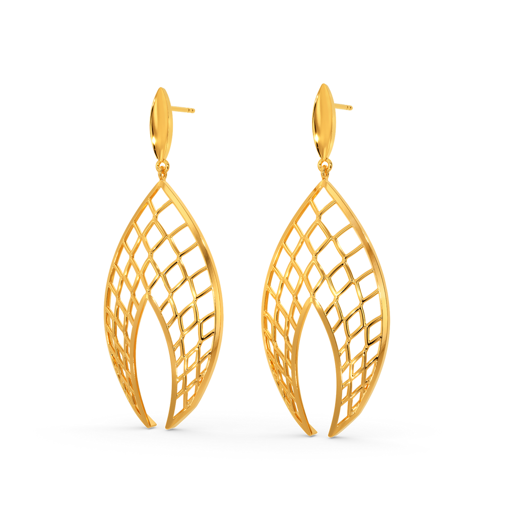 Net Zoned Gold Earrings