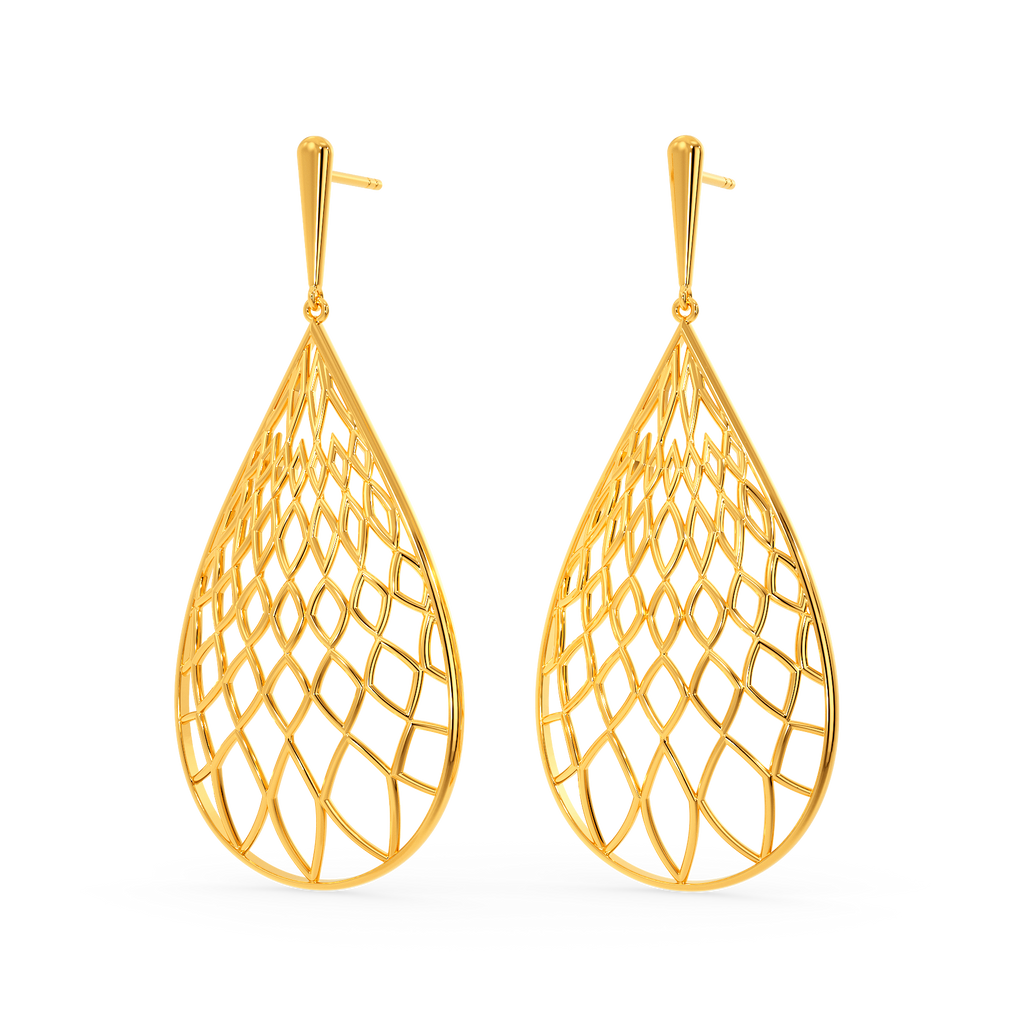 Net Zoned Gold Earrings