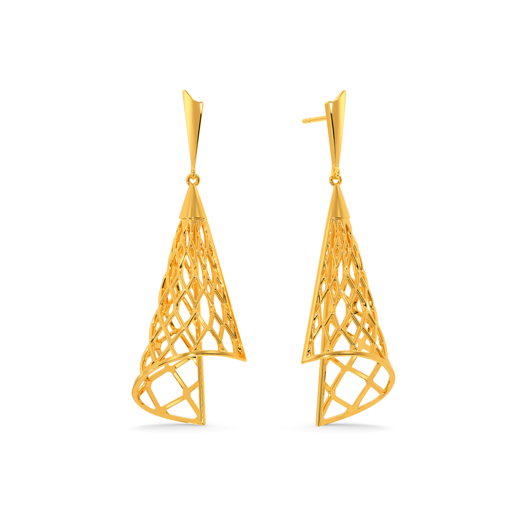 Net Tone Gold Earrings