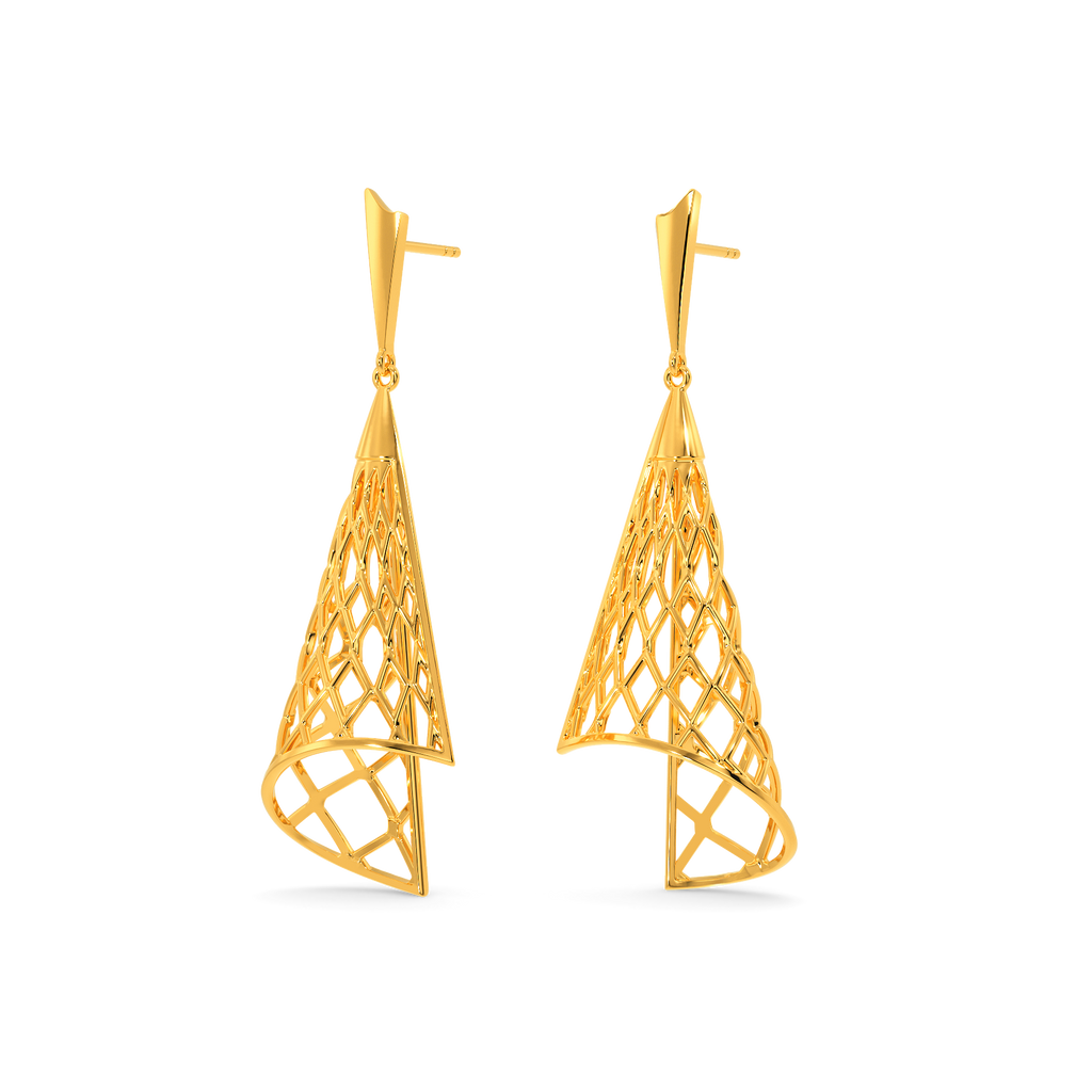 Net Tone Gold Earrings