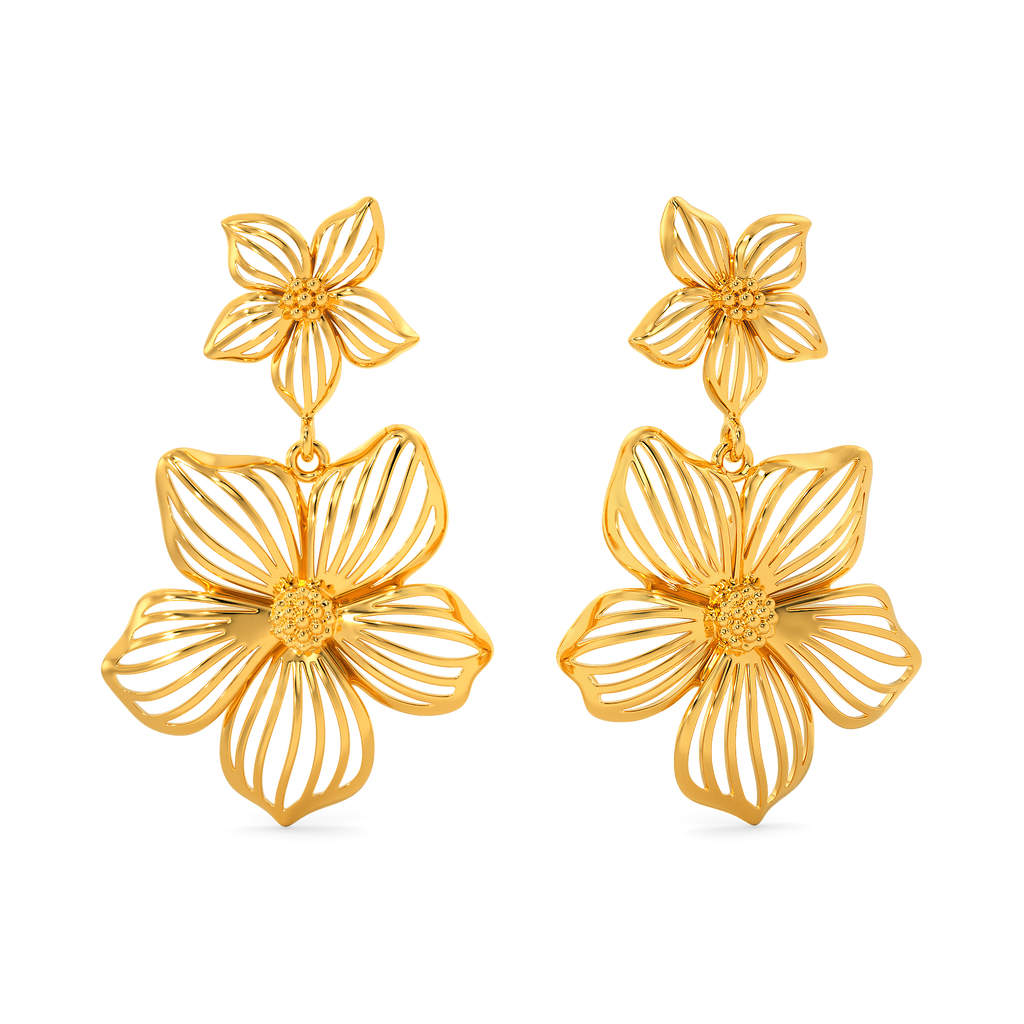 Blooming Heart Gold Earrings