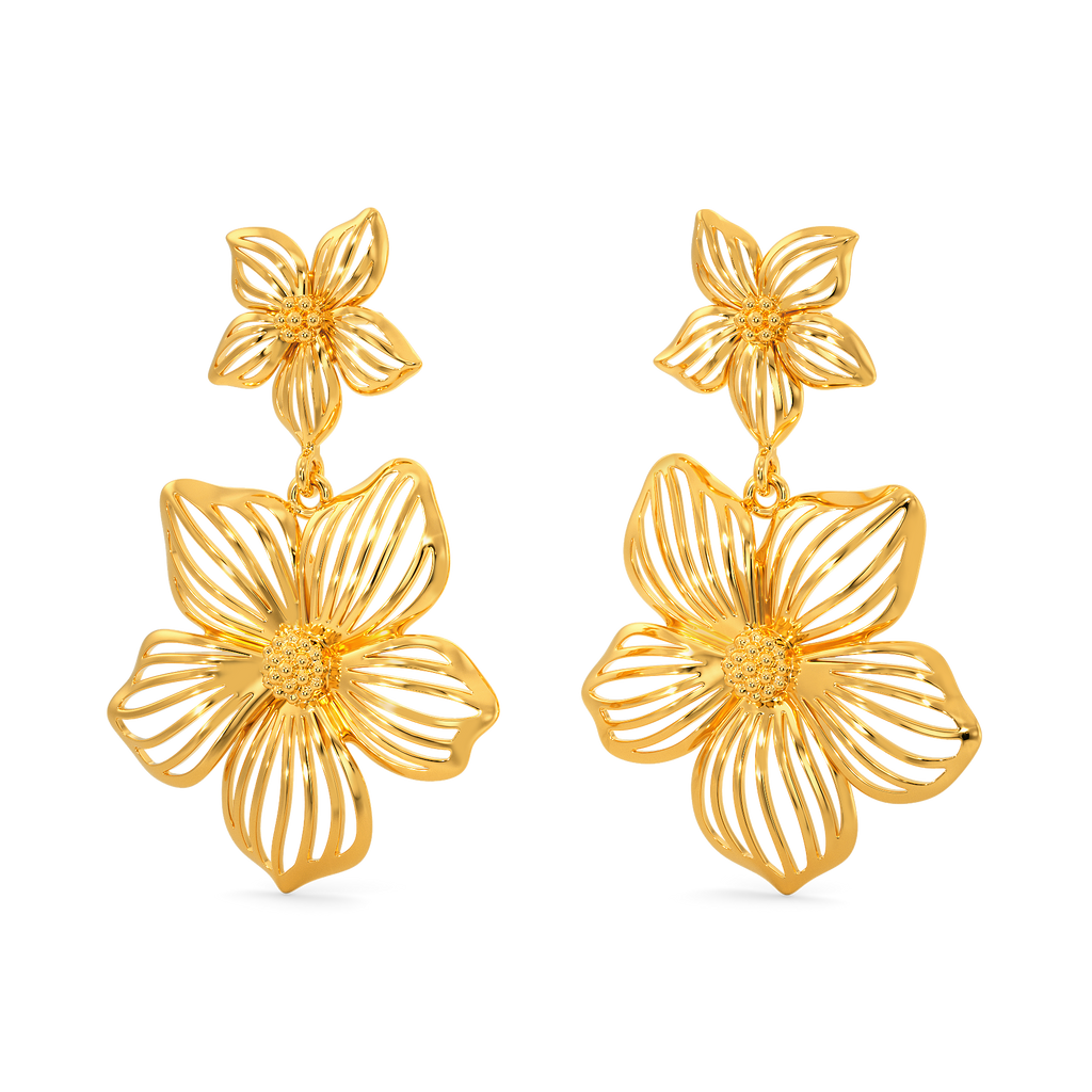 Blooming Heart Gold Earrings