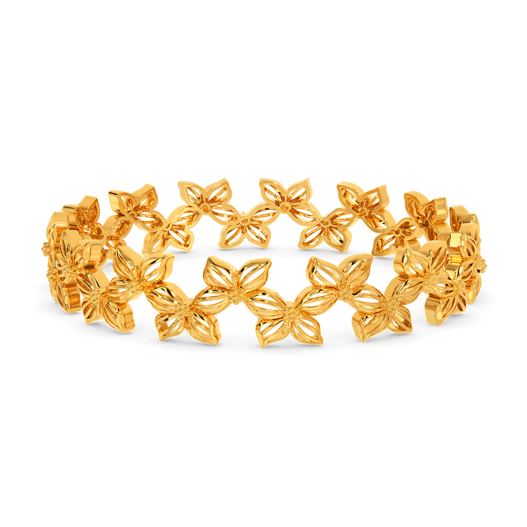 Blooming Heart Gold Bangles