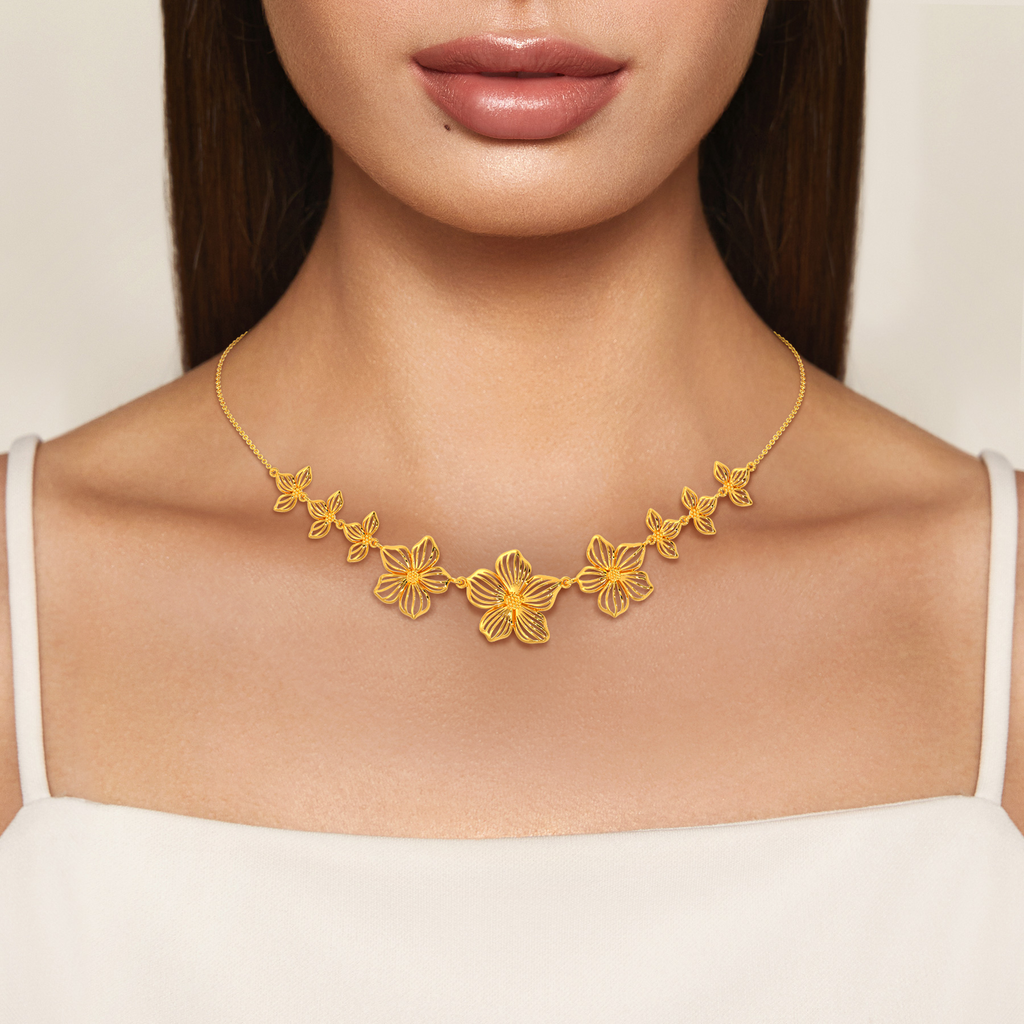 Blooming Heart Gold Necklaces
