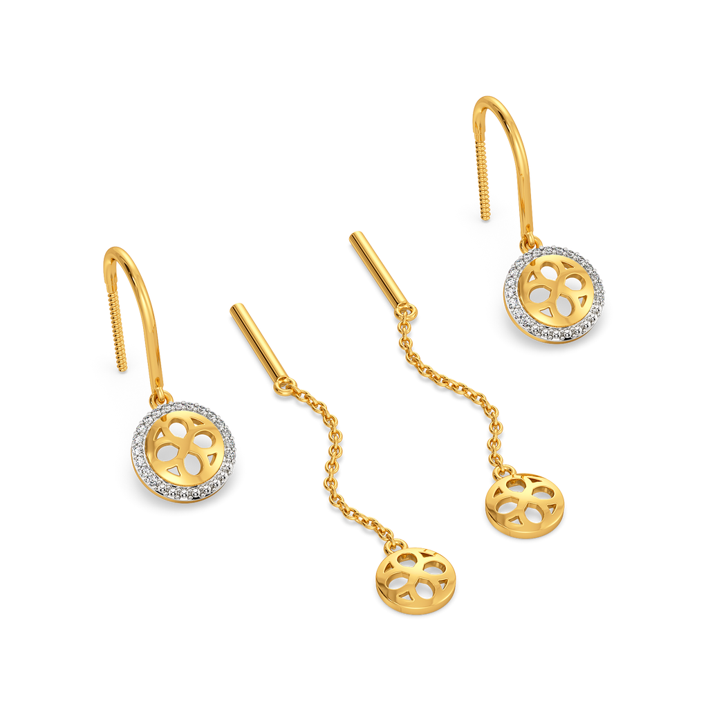 Button Filigree Diamond Earrings