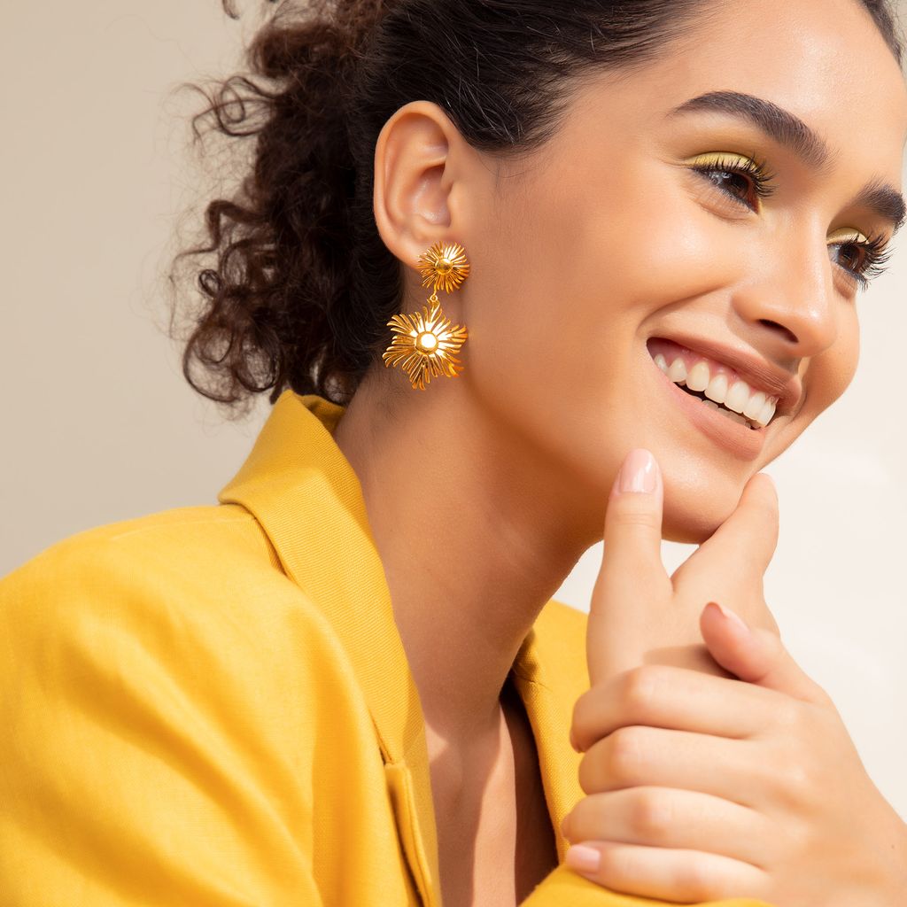 Whimsical Sun Gold Earrings