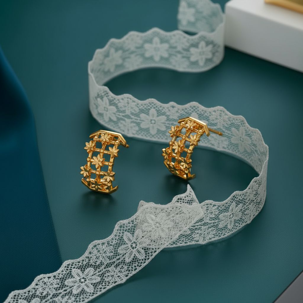 Lovely Lace Gold Earrings