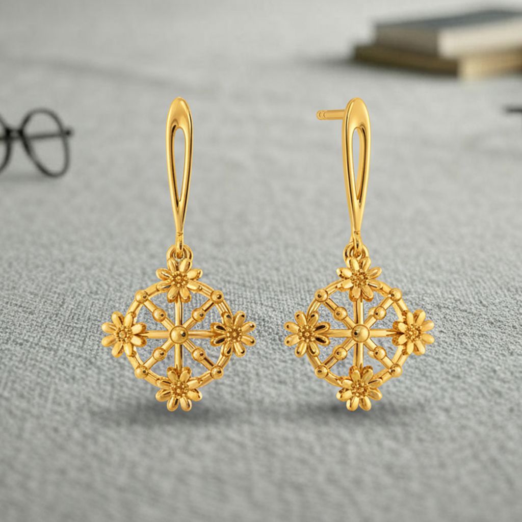 Lace Charm Gold Earrings