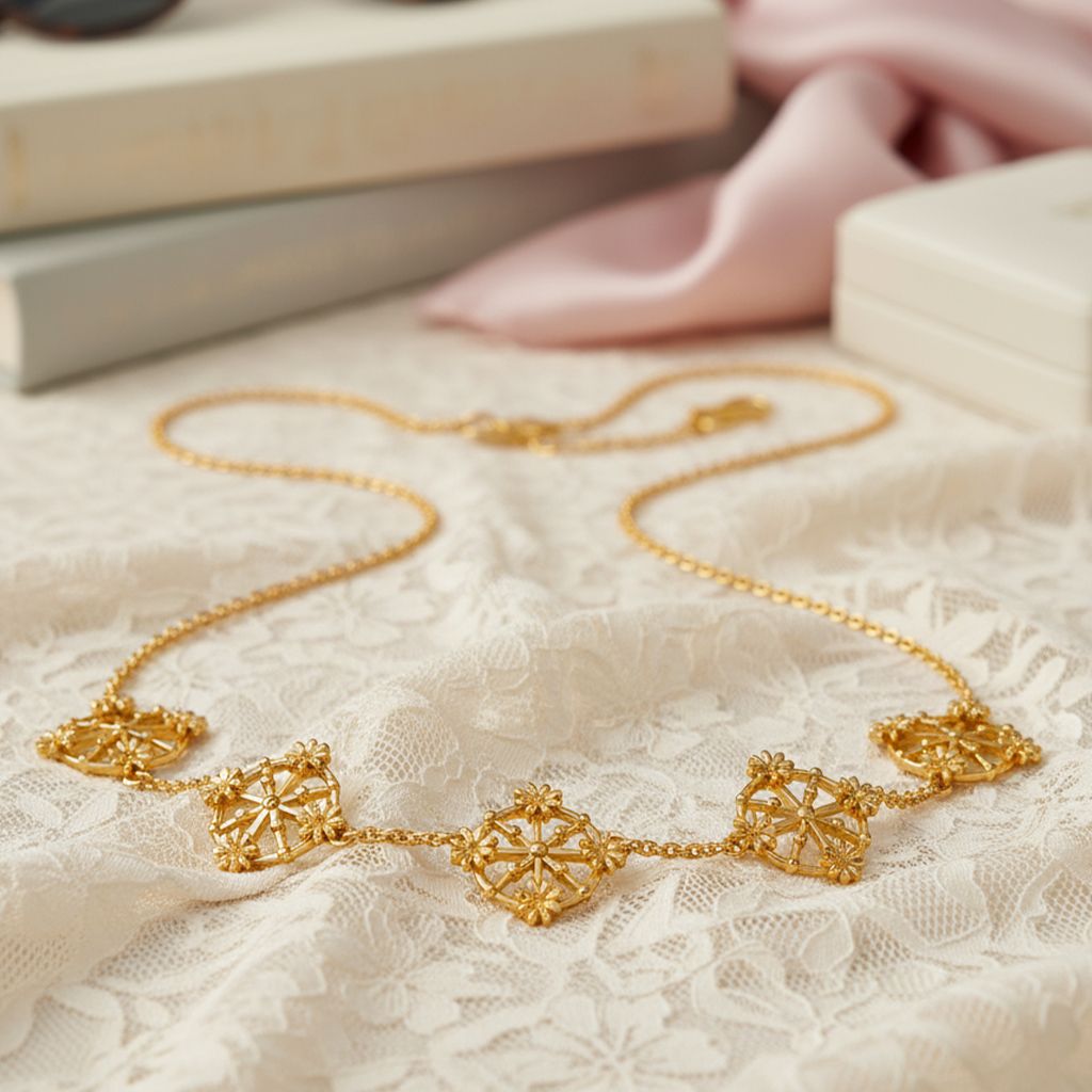 Lace Charm Gold Necklaces