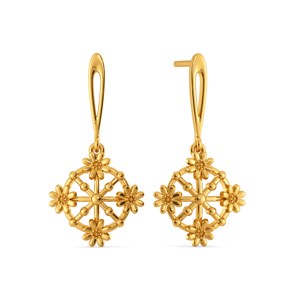 Lace Charm Gold Earrings