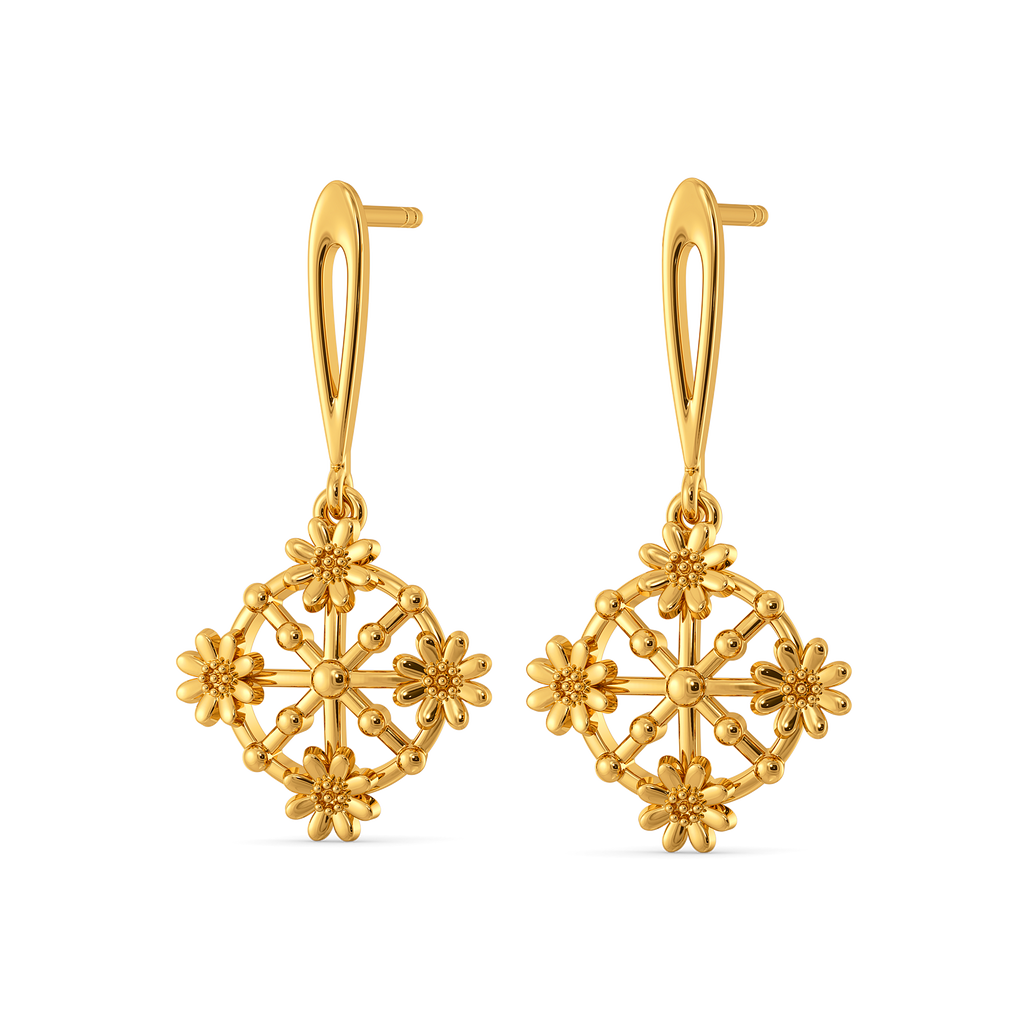 Lace Charm Gold Earrings