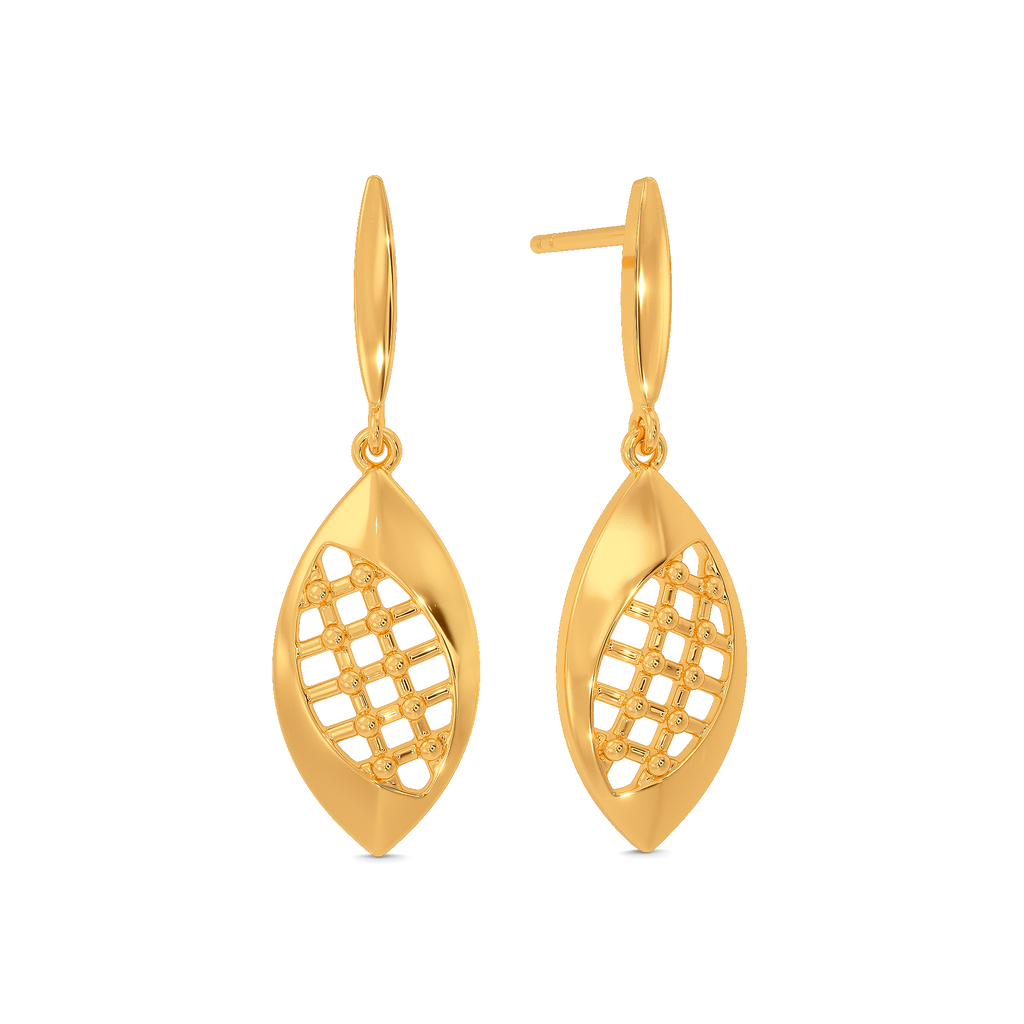 Mad over Plaid Gold Earrings