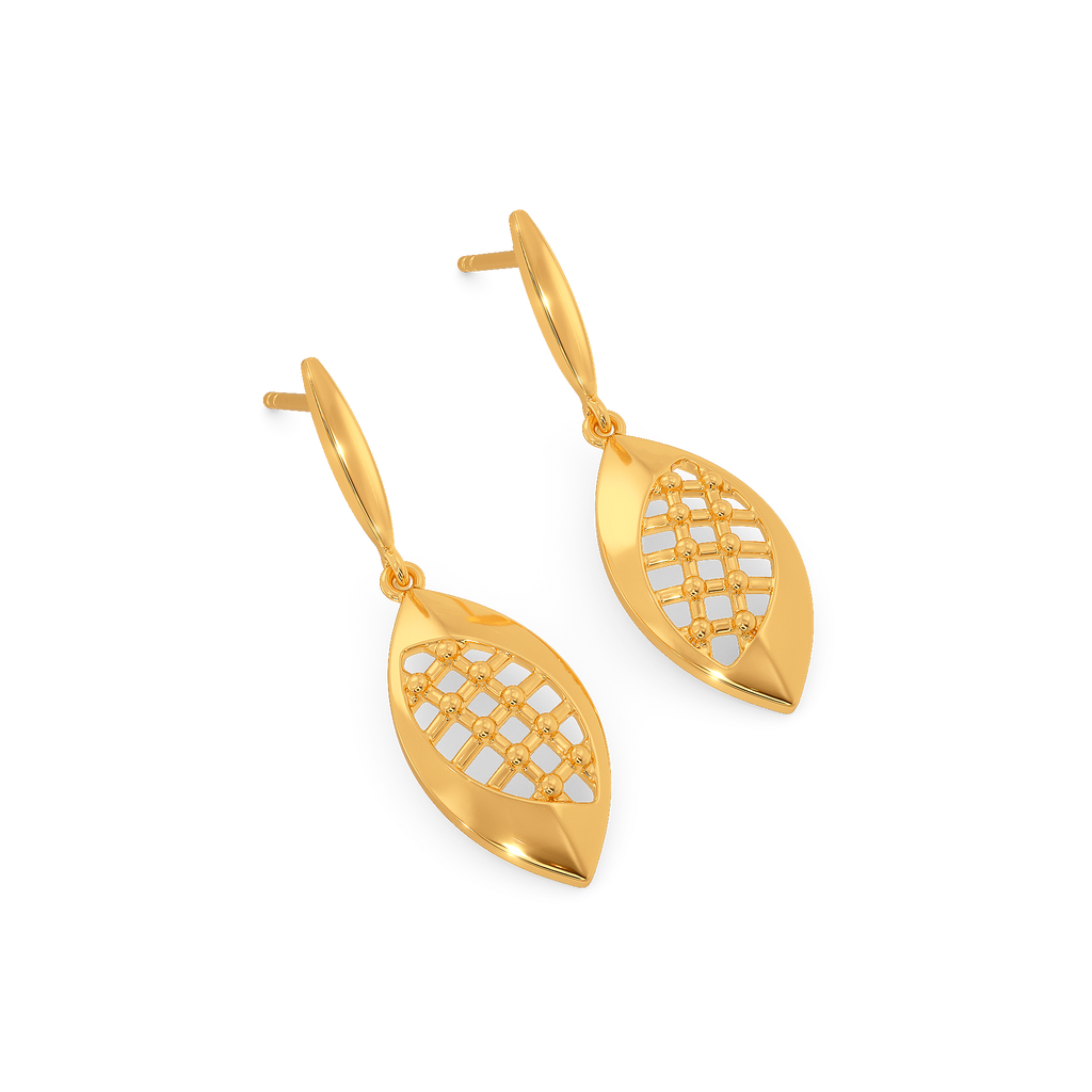 Mad over Plaid Gold Earrings
