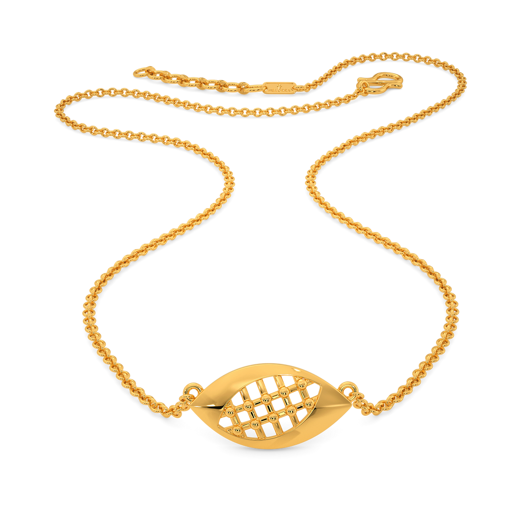 Mad over Plaid Gold Necklaces