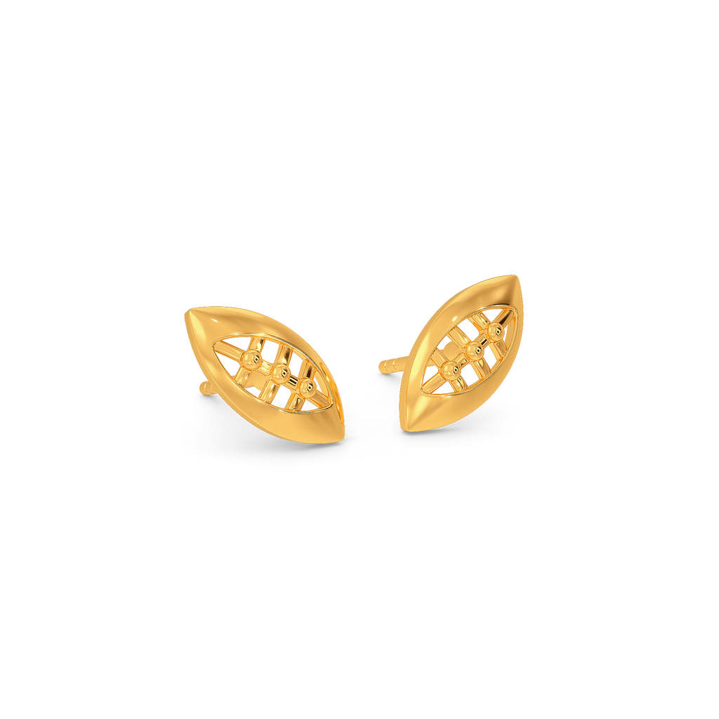 Mad over Plaid Gold Earrings