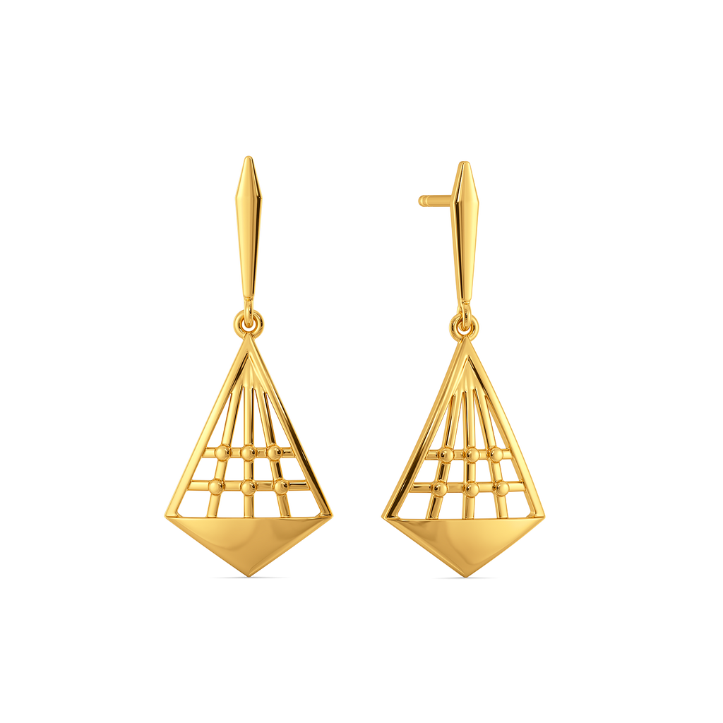 Plaid Checked Gold Earrings