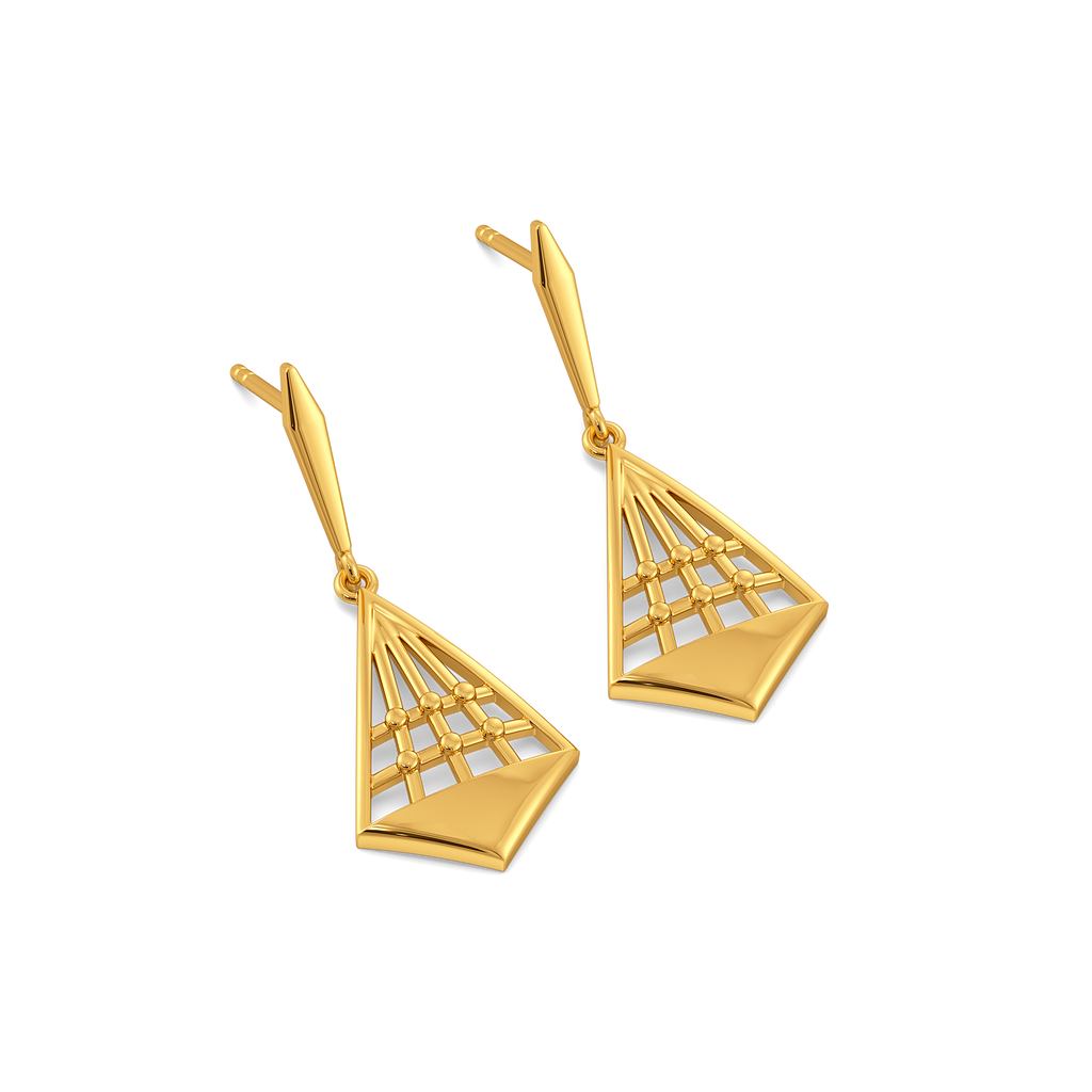 Plaid Checked Gold Earrings