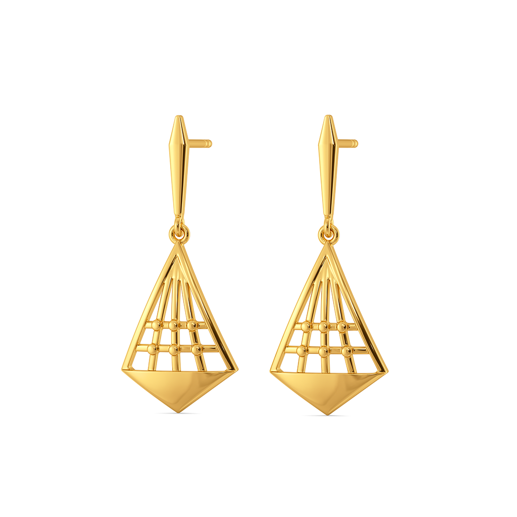 Plaid Checked Gold Earrings