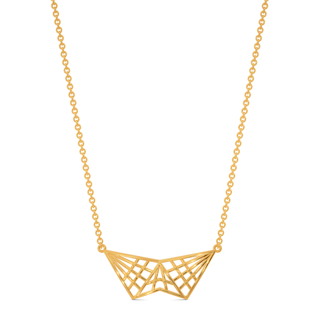 Plaid Checked Gold Necklaces