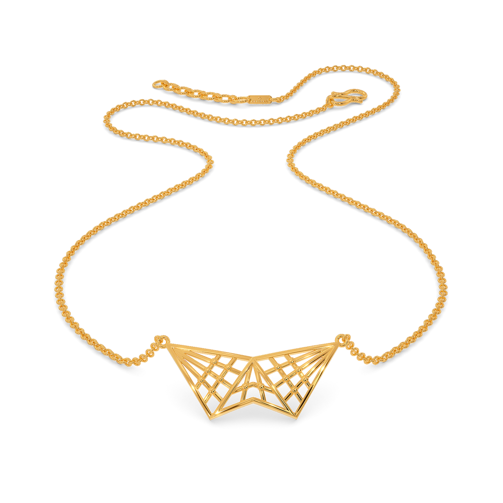 Plaid Checked Gold Necklaces