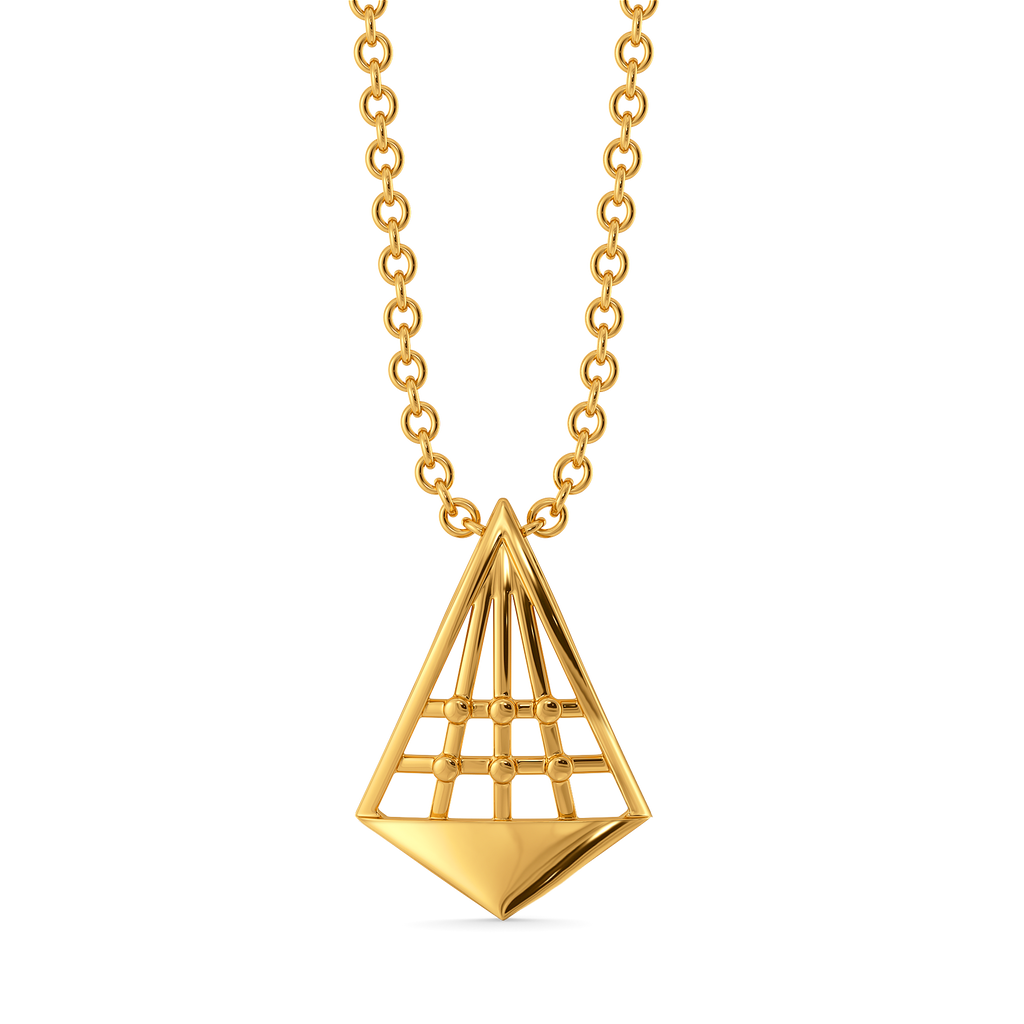 Plaid Checked Gold Pendants
