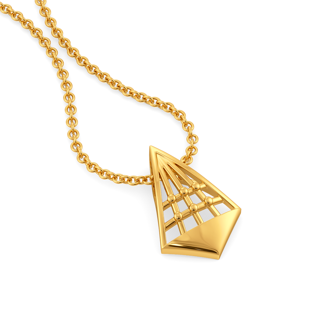 Plaid Checked Gold Pendants