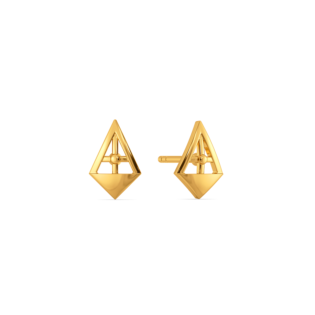 Plaid Checked Gold Earrings