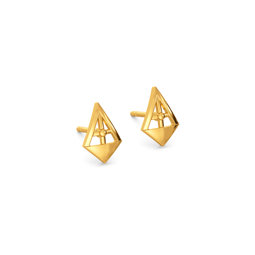Plaid Checked Gold Earrings