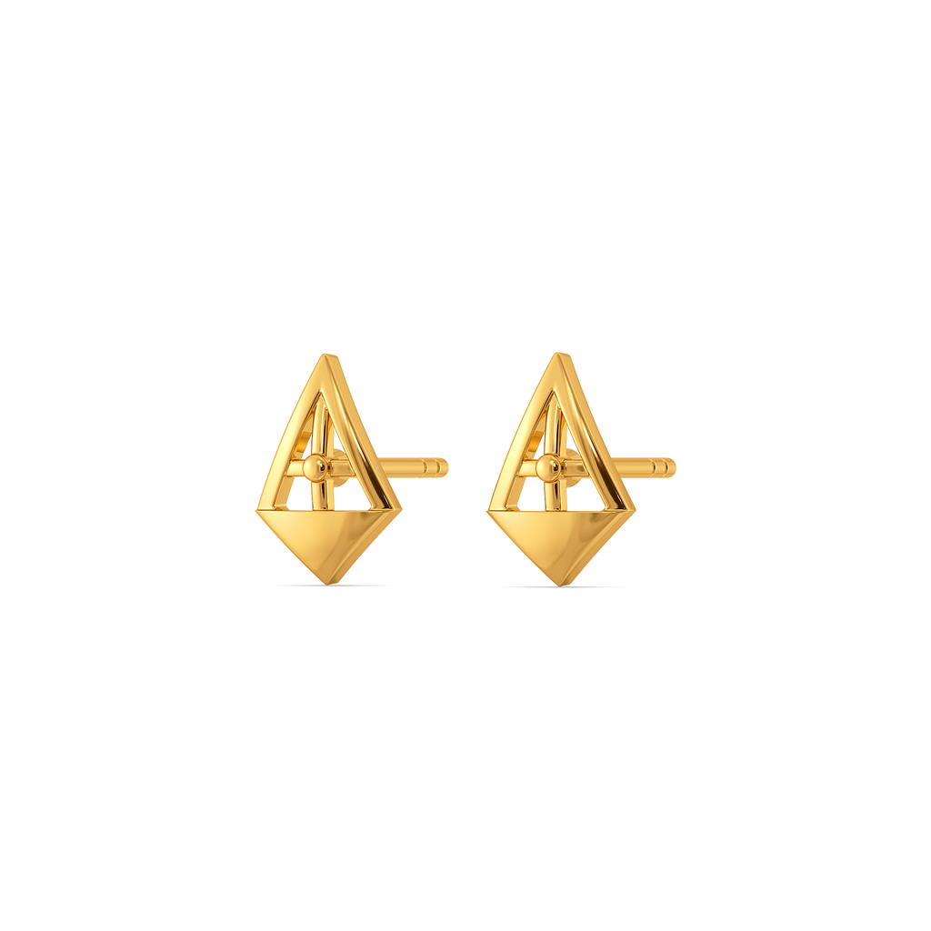 Plaid Checked Gold Earrings