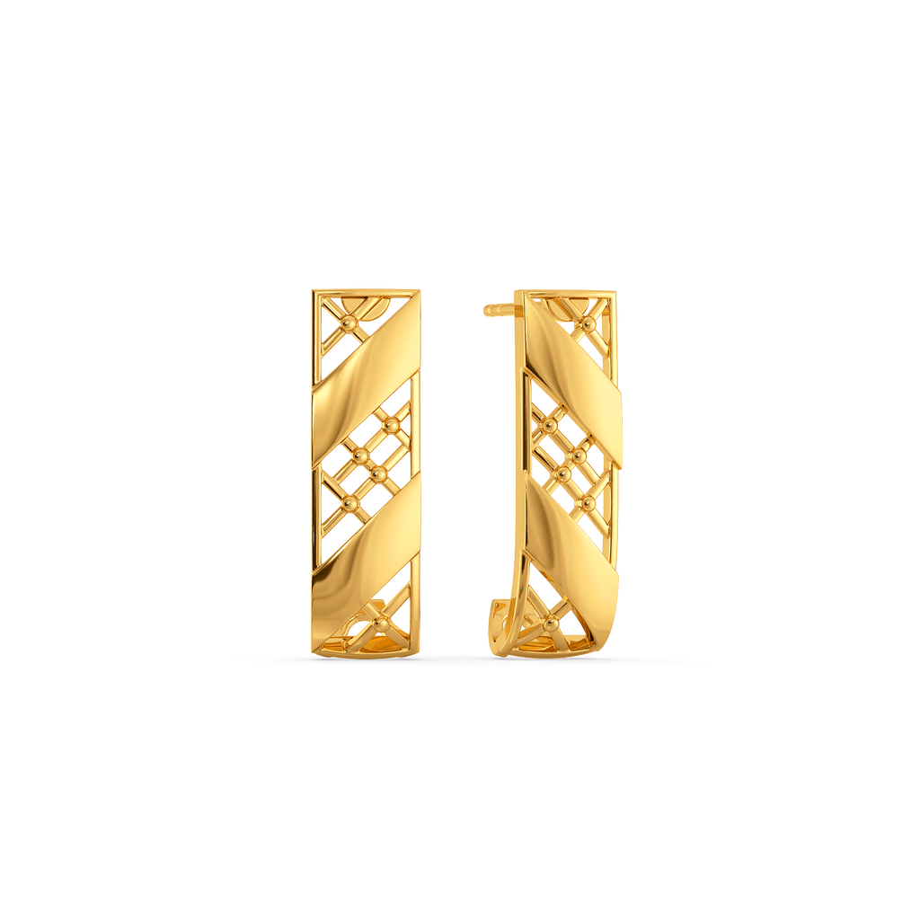 Plaid Powered Gold Earrings