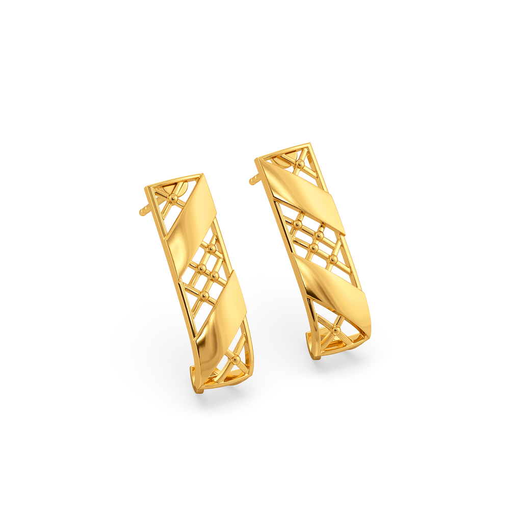 Plaid Powered Gold Earrings