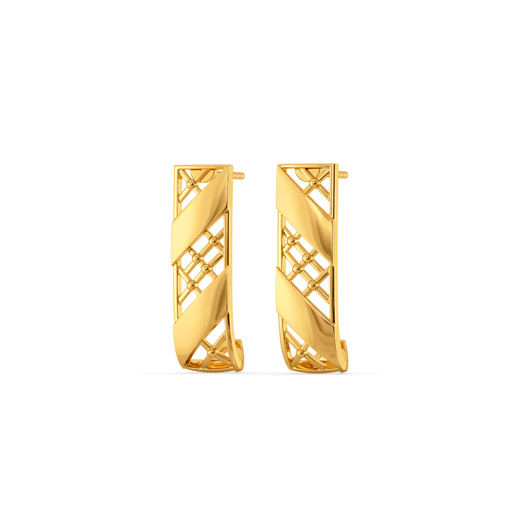 Plaid Powered Gold Earrings