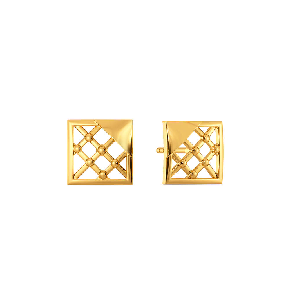 Plaid Powered Gold Earrings