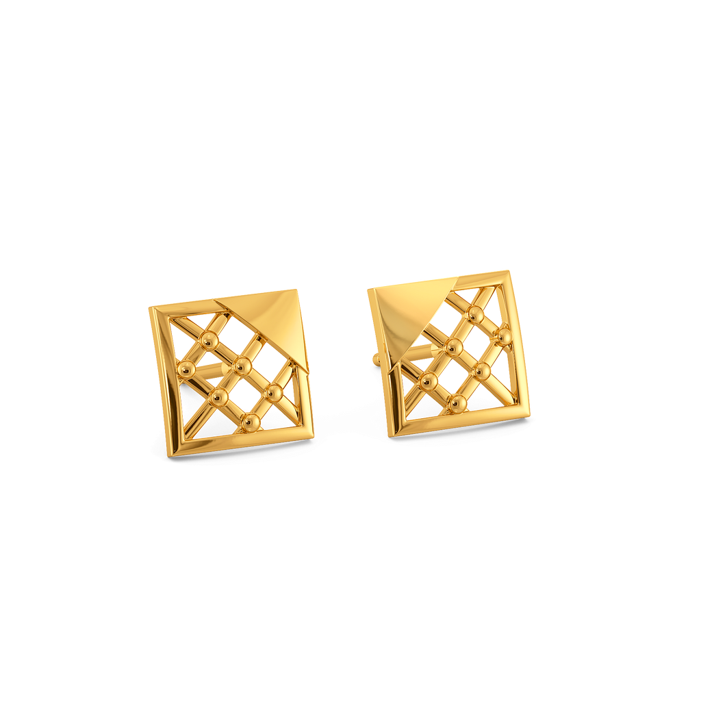 Plaid Powered Gold Earrings