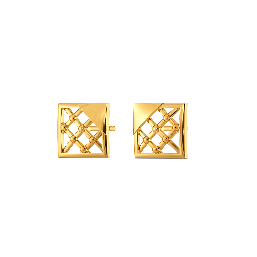 Plaid Powered Gold Earrings