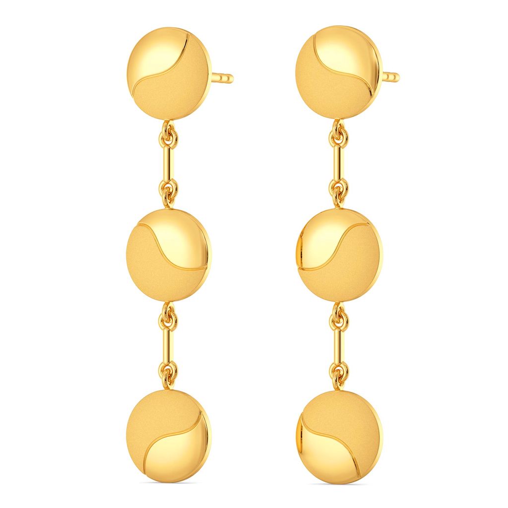 Disc Droops Gold Earrings