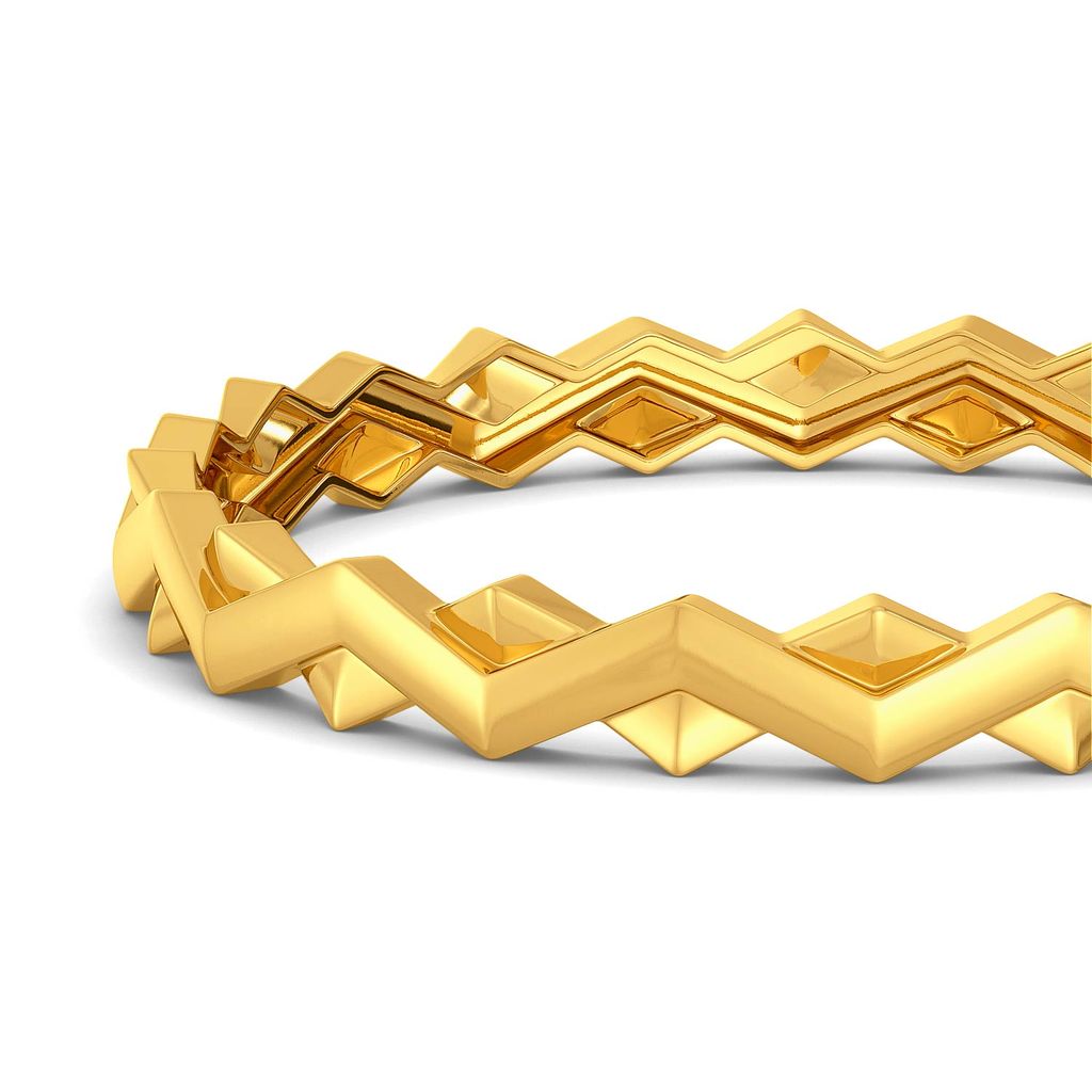 Zig Over Zag Gold Bangles