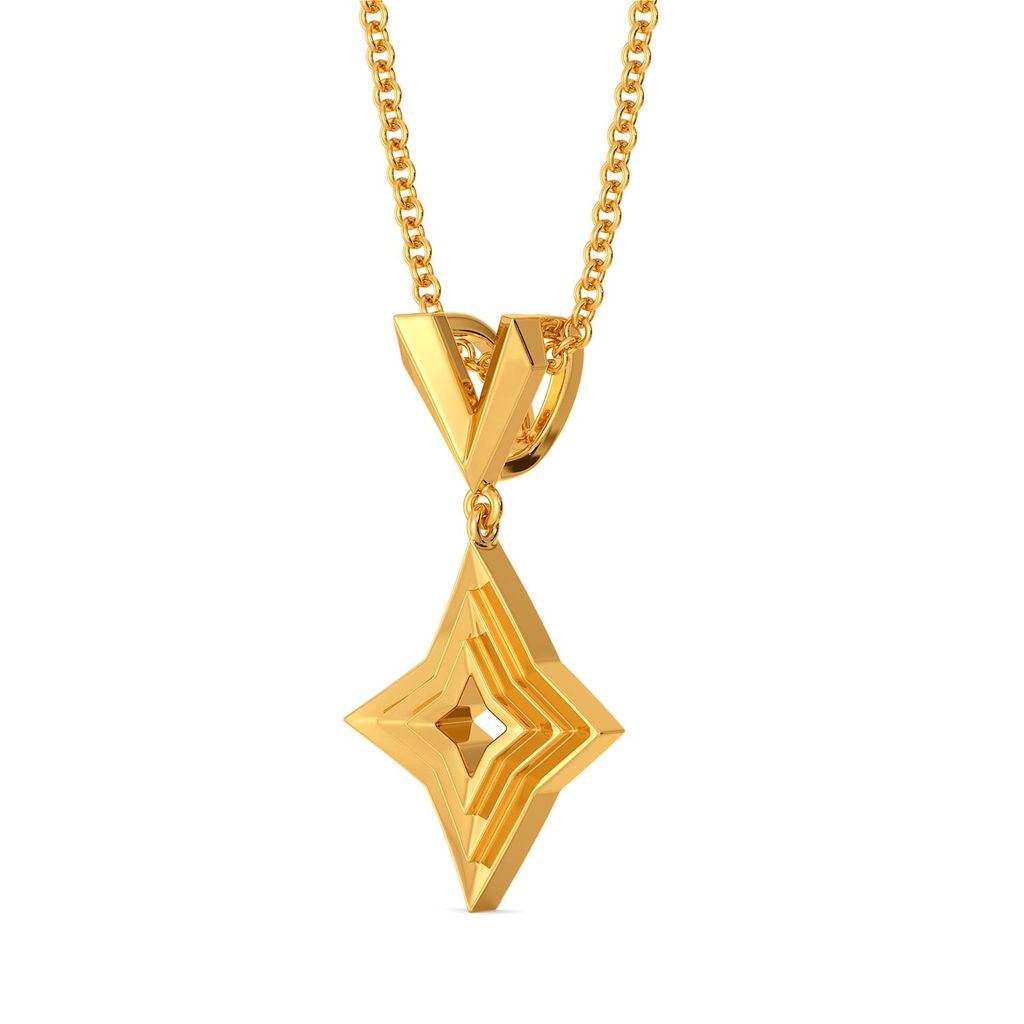 Tiered Pleats Gold Pendants