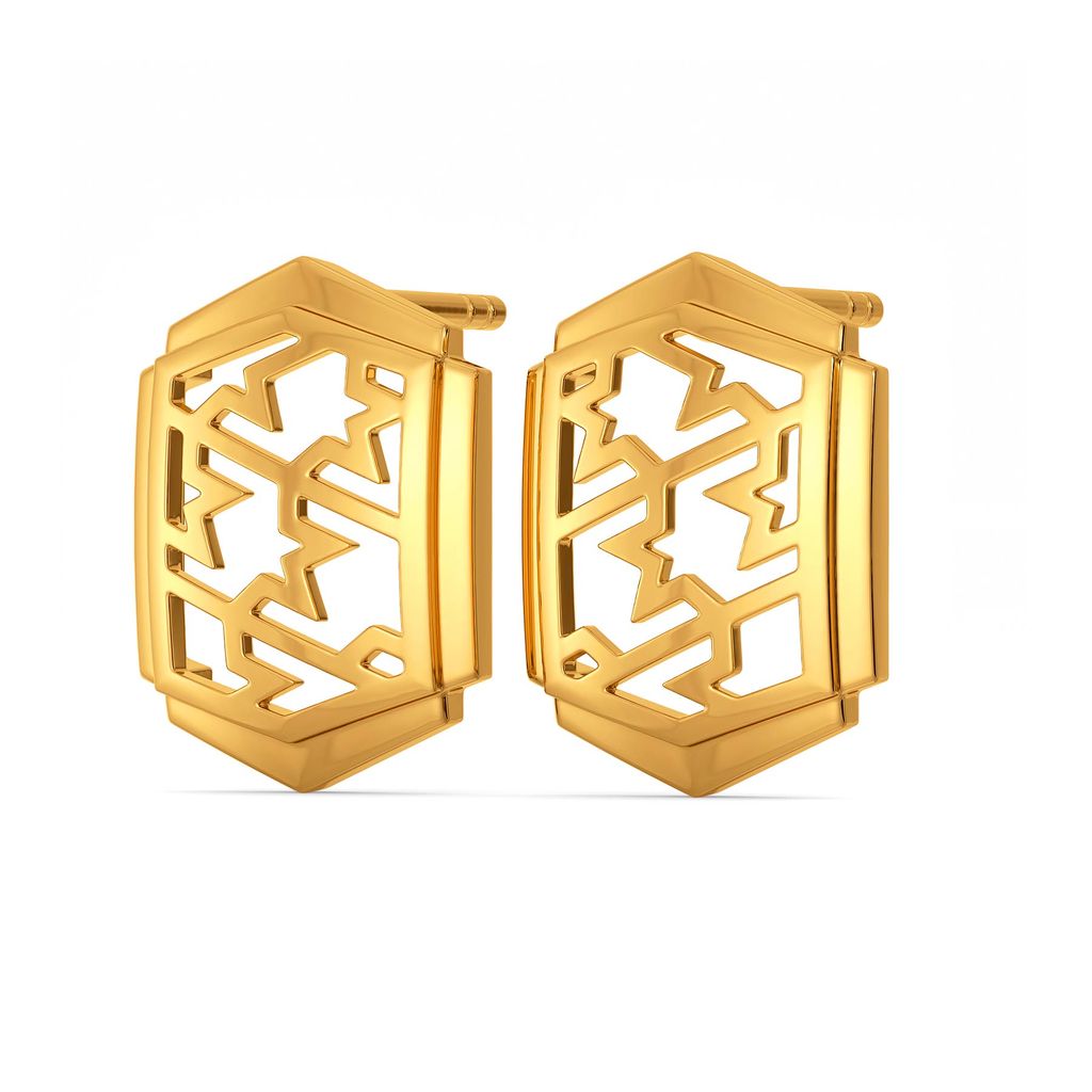 Winter Gingham Gold Earrings