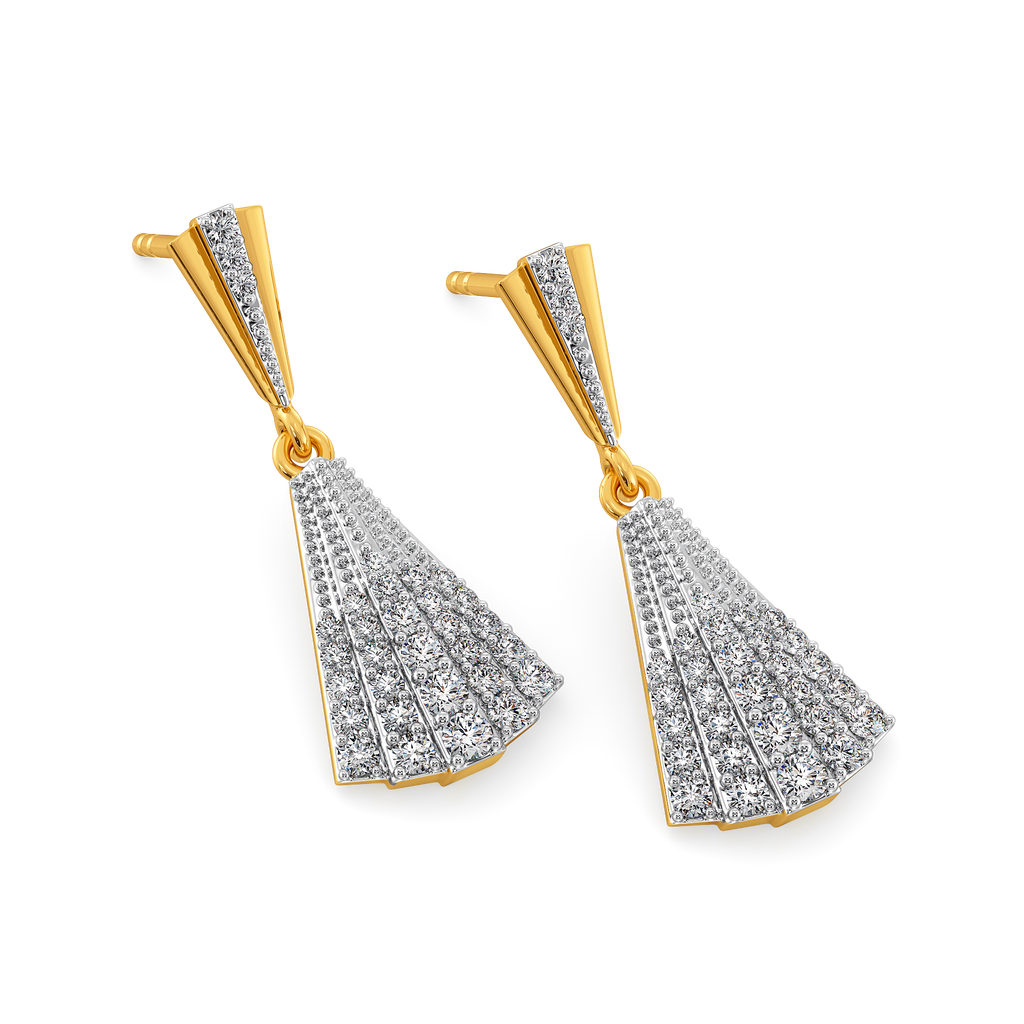 Sleek Pleats Diamond Earrings