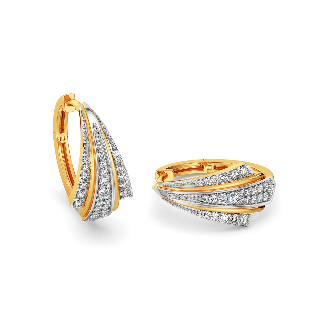 Sleek Pleats Diamond Earrings