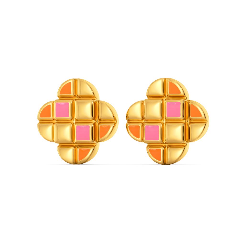 Dramatic Patterns Gold Earrings