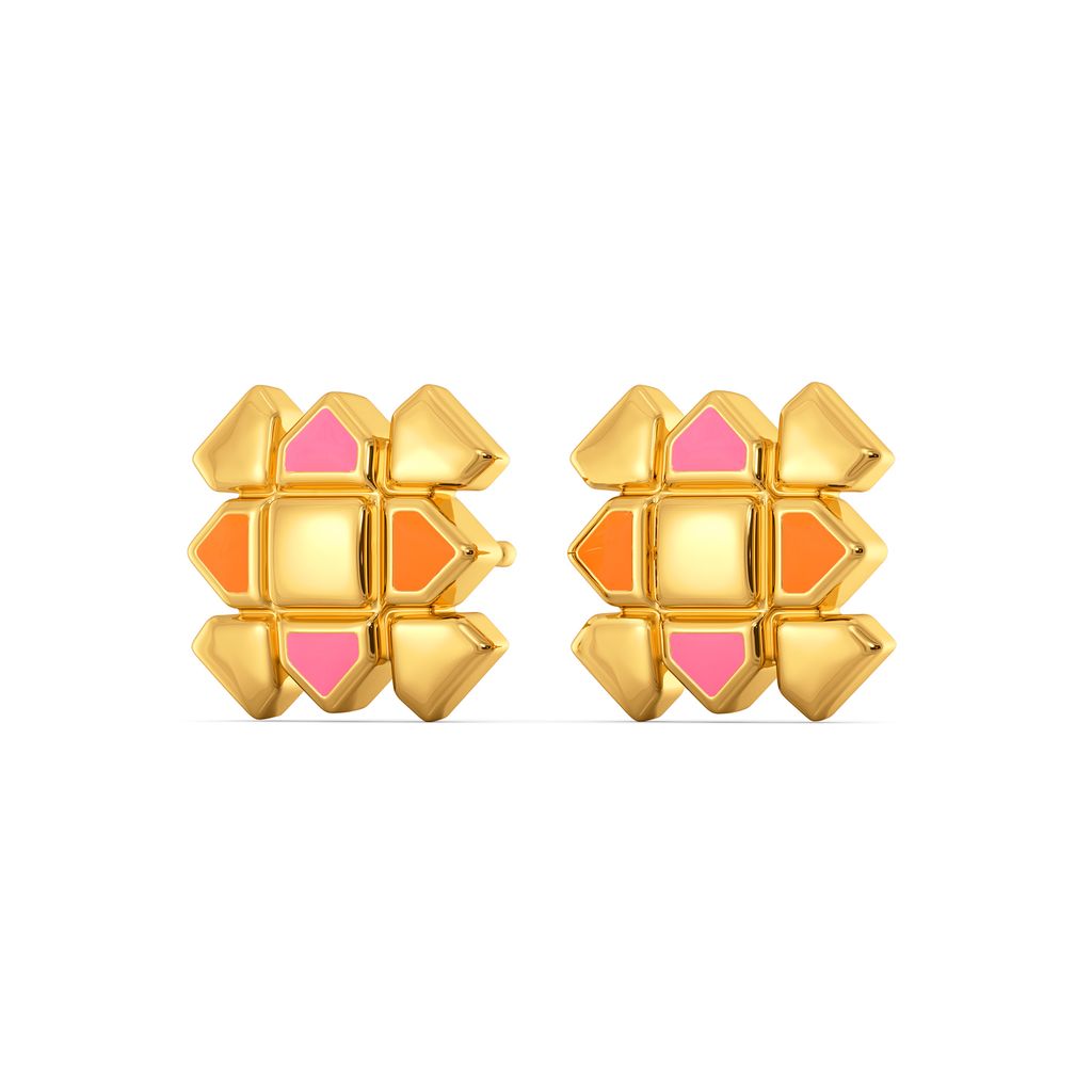 Pattern Positive Gold Earrings