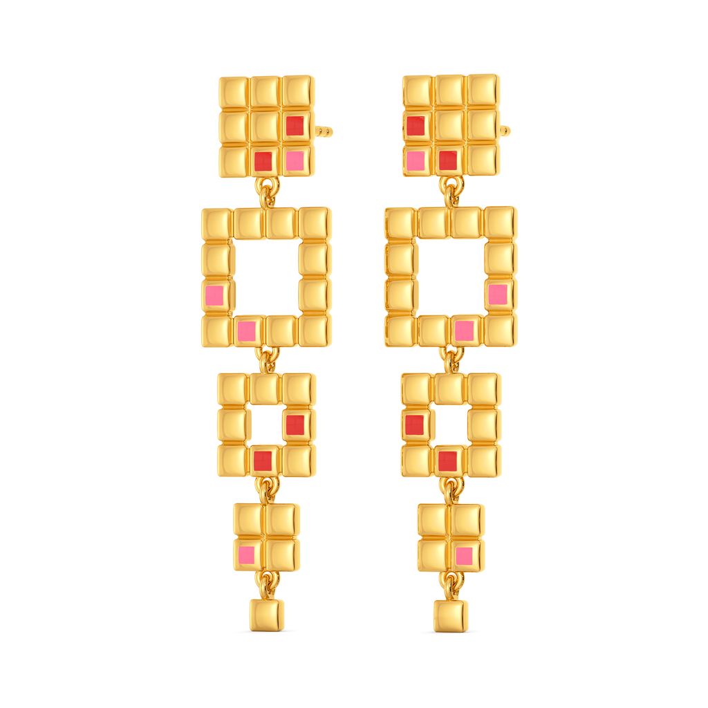 Bold N Digital Gold Earrings