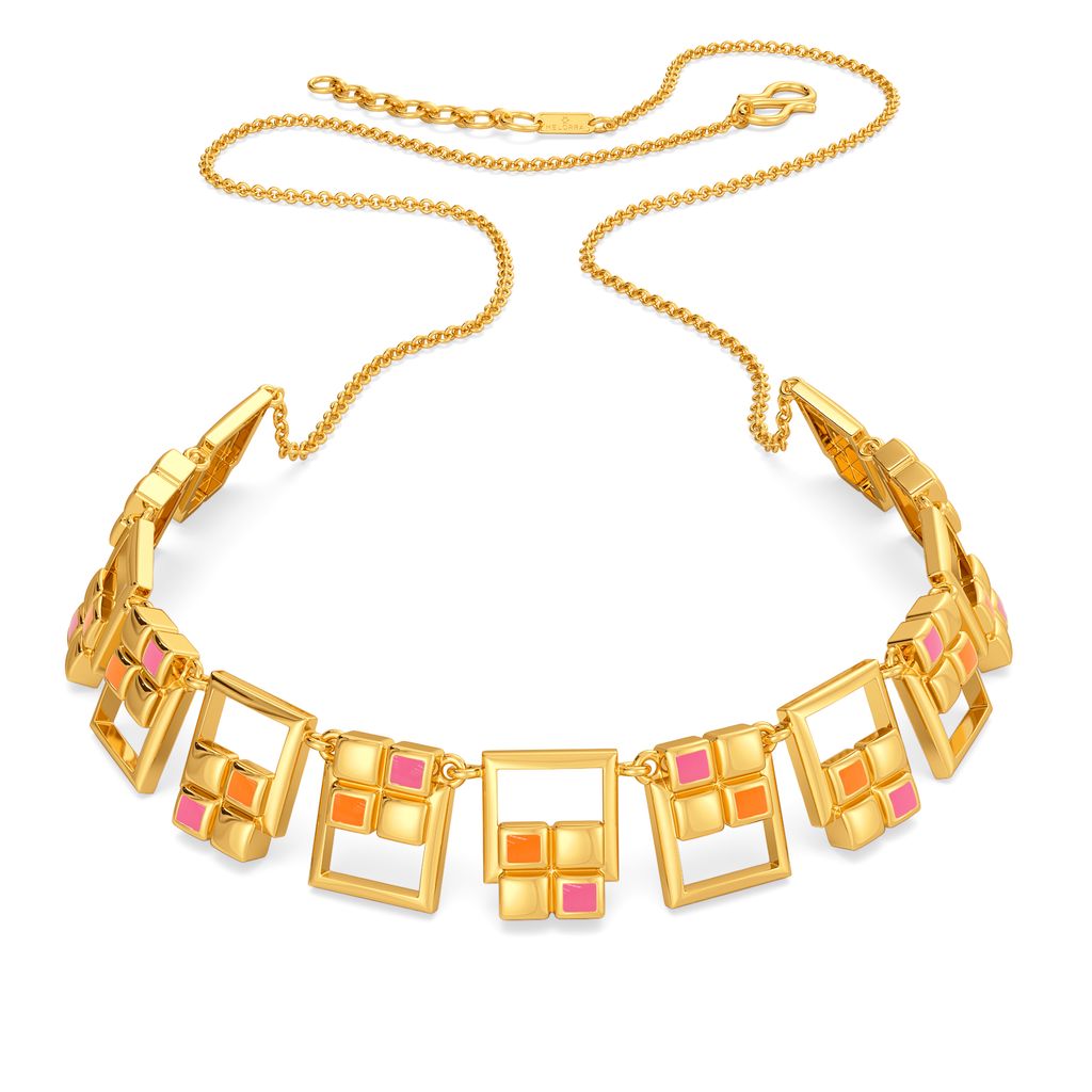 Playful Pixels Gold Necklaces