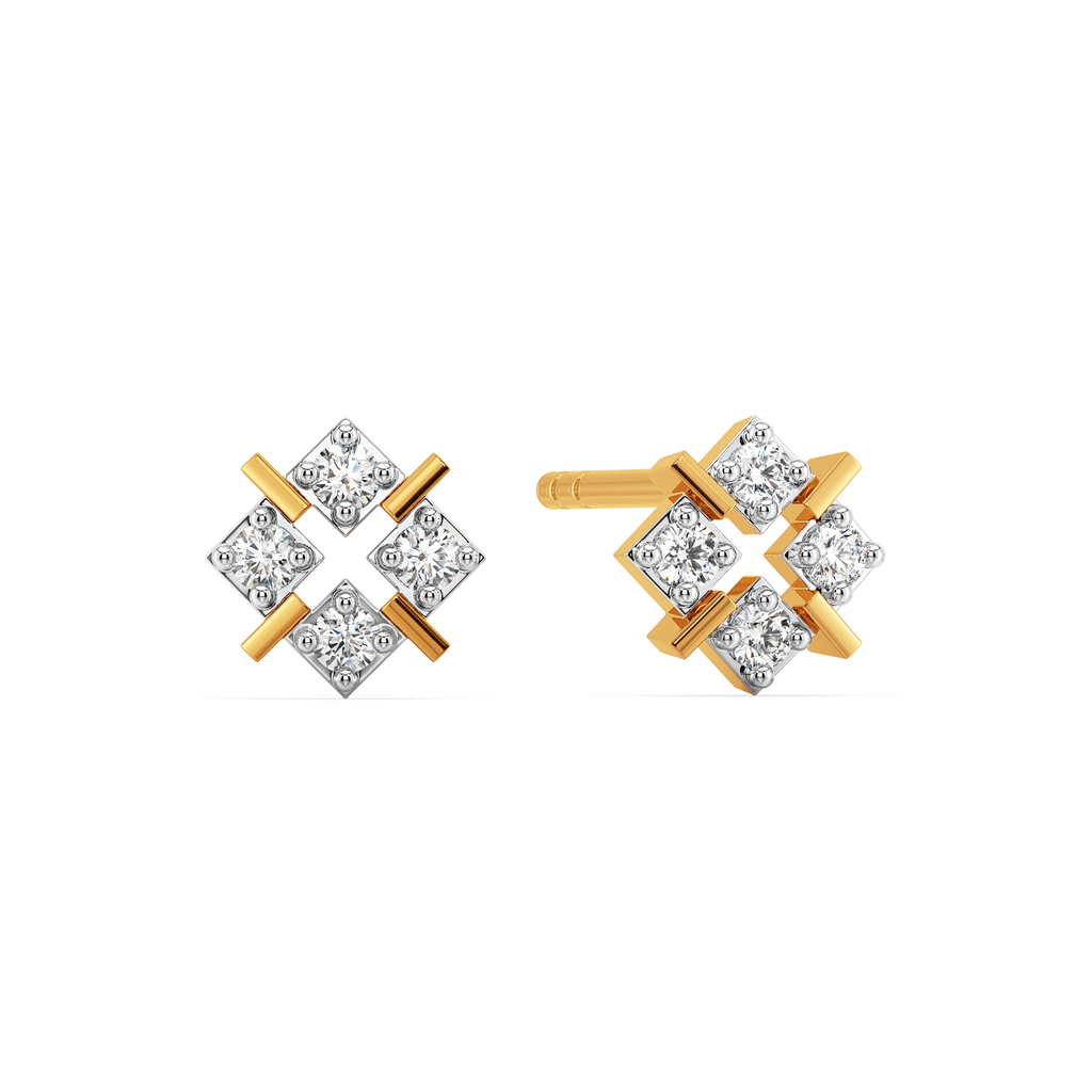Play the Plaid Game Diamond Earrings