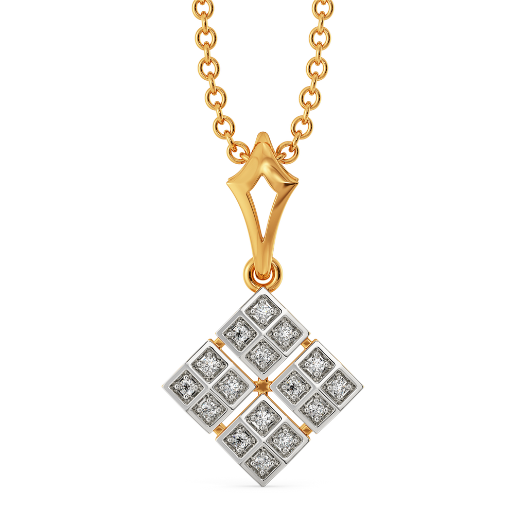 Plaid Unraveled Diamond Pendants